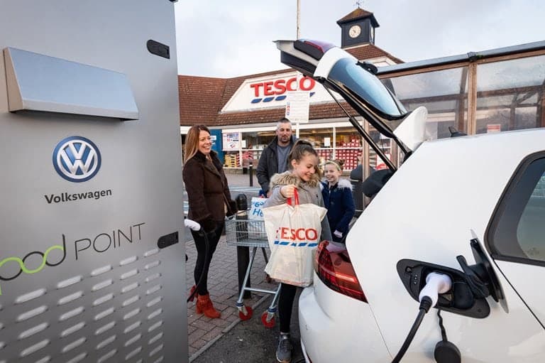 VW and Tesco launch electric charging bays with Pod Point initiative